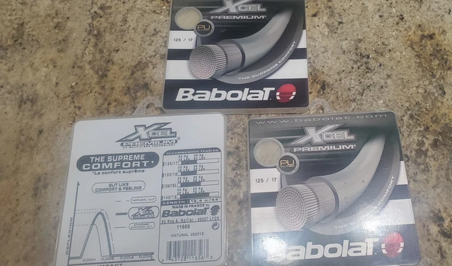 3 Babolat Xcel premium 12m / 40' length 17-gauge tennis string made in France