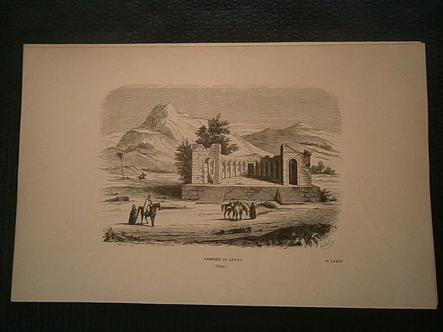 Gravures noir et blanc  19° Tunisie  : Nymphée  au Zawan Tunis