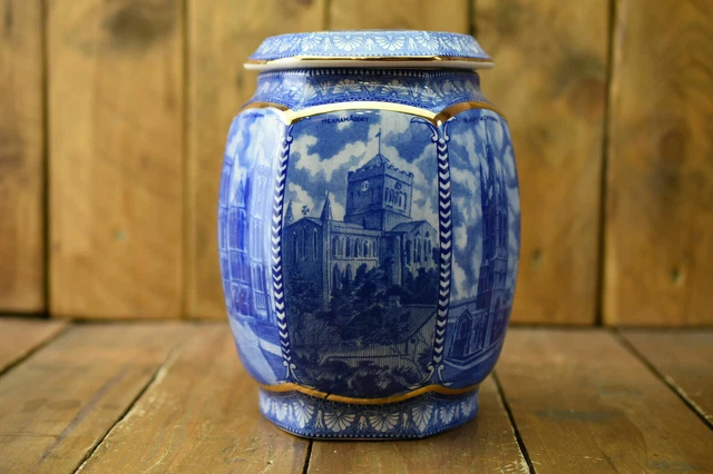 Ginger Jar made for Ringtons by Wade Ceramics, Blue and White Cathedrals 1989