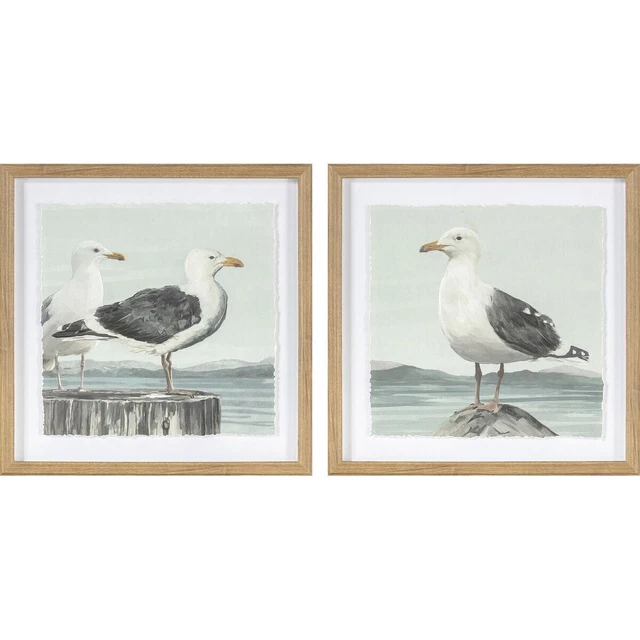 Cadre DKD Home Decor Oiseau méditerranéen (42,6 x 3 x 42,6 cm) (2 Unités)