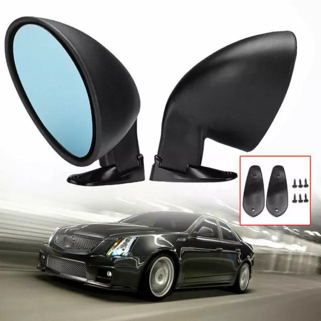 2x Matte Black Look Racing Mirror F1 Type Kit Car Side Wing Mirrors Universal