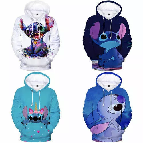 Anime Lilo-Stitch Hoodie Harajuku Fashion Pullover Clothes Kawaii Kids Hooded