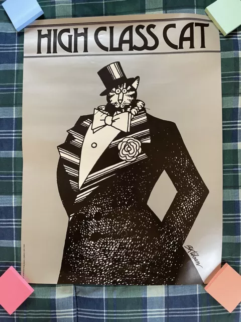 VINTAGE 1977 B KLIBAN POSTER "HIGH CLASS CAT" SILVE WORKMAN PUBLISHING 18 x 24"