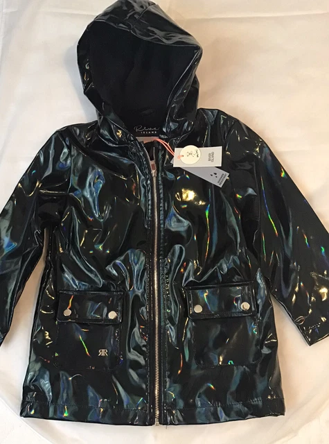 River island mini girls aged 2-3 years black hooded raincoat BNWT