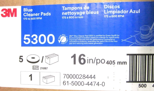 3M 5300 16 Inch Blue Cleaner Pads 61-5000-4474-0 - 5 pads - same shipping