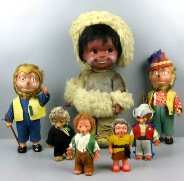 altes Spielzeug u.a. Mecki Figuren Eskimo Puppe Stoff Figur Kunststoff Konvolut