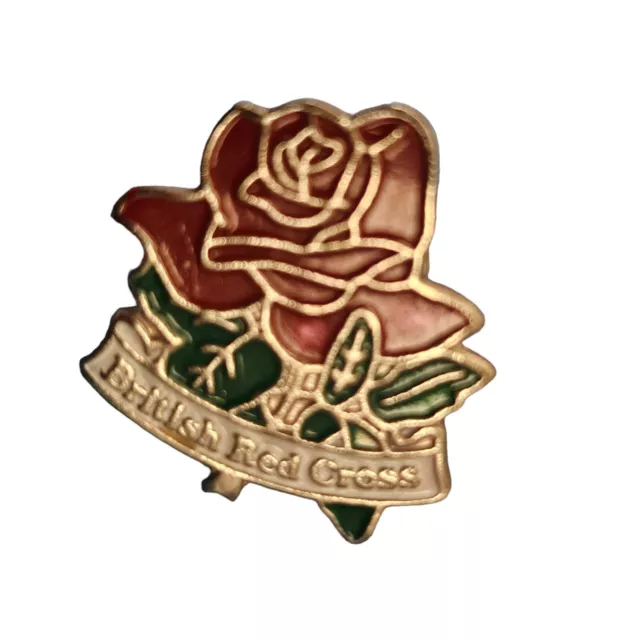 Enamel Red Green White British Red Cross Rose Flower Brooch Lapel Tie Pin Badge