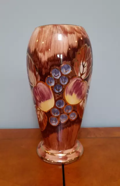 Vintage Multicoloured Oldcourt Ware Gold Gilded Lustre Vase