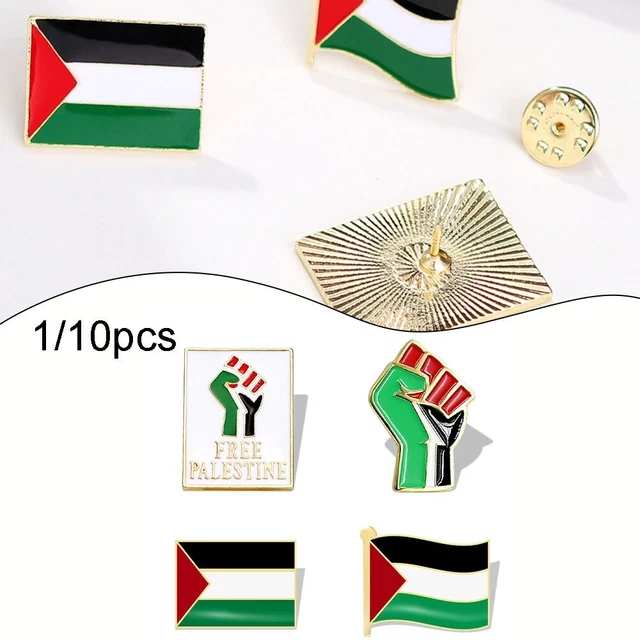 6 Badges Palestine En Émail - Drapeau National - Épingles Revers - Métal Plaqué Or