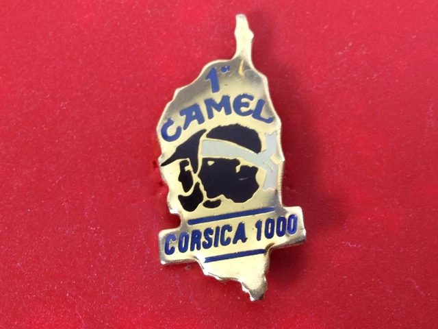Pin's Moto - Rallye Raid Corsica 1000 2ème Camel - Carte Corse - Zamac AMC