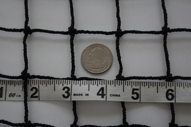 Lacrosse Hockey Impact Backstop Netting 6' x 12' Black Square Nylon 1 1/2" #30