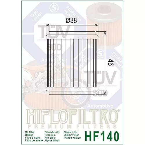 Filtre à huile de qualité d'origine Hiflofiltro (x 10) YAMAHA WR450F (2009 à 2022) 3