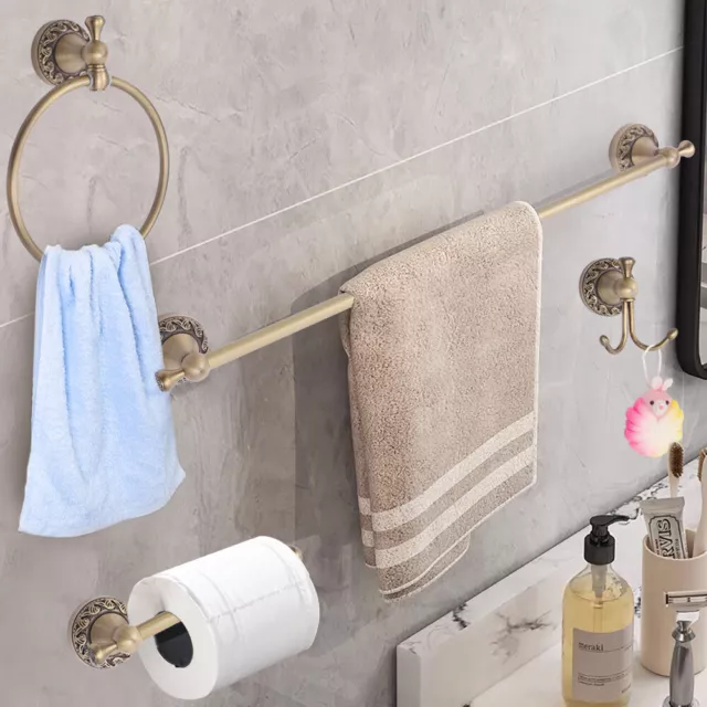 Brass Bathroom Accessories Wall Mounted Towel Bar Ring Holder Coat Hook