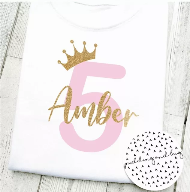 personalised 5th birthday girls tshirt, i am five princess number top