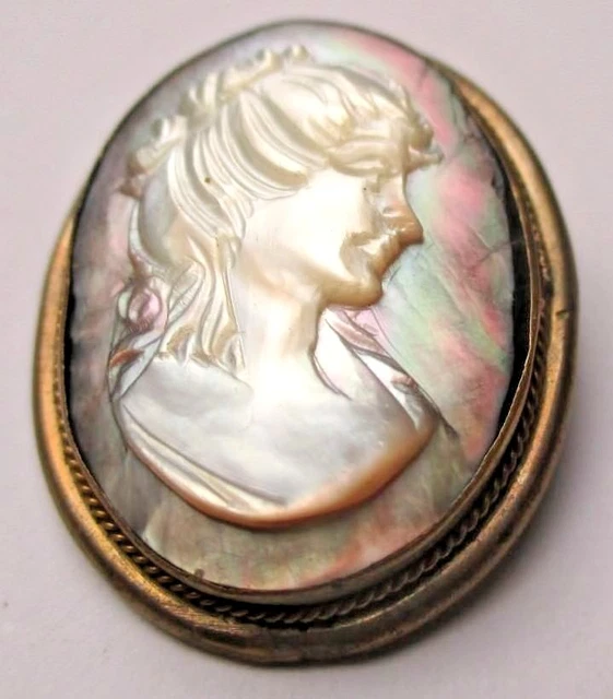 Brocante : Superbe Broche Ancienne Camée XIXe Siècle – Portrait De Femme Style Antique – Pièce Authentique
