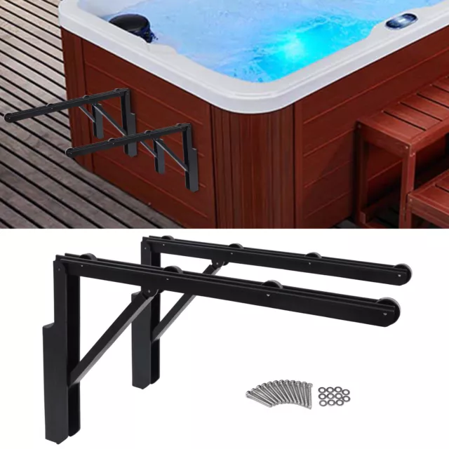 Spa Supply Hot Tub Cover Lift Foldable Hot Tub Cover Roller Racks Black 2Pcs