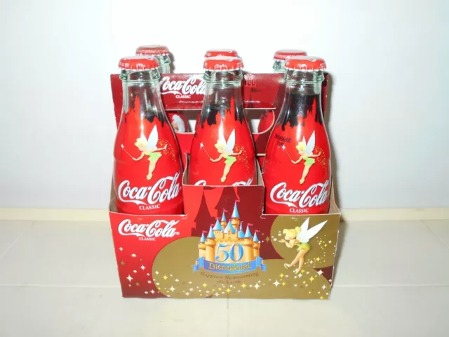 2005 Disneyland 50Th Anniv Tinkerbell Coca-Cola Coke Bottles 6-Pack