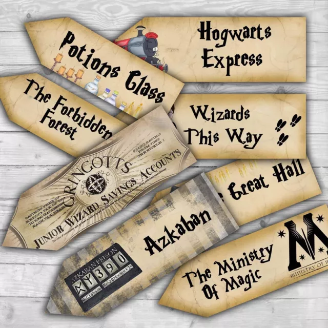 4 Large Harry Potter Hogwarts Wizards Party Decoration Arrow Signs - 42cm