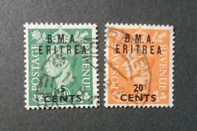 ITALIA ITALY 1948 Eritrea M.E.F. "F. di Gran BRETAGNA OVP" 2 Valori USED