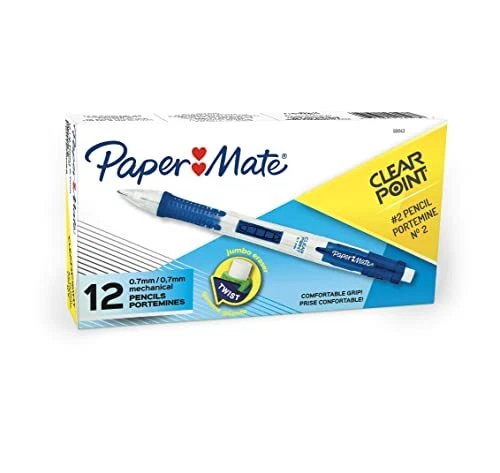 Paper Mate Clearpoint Mechanical Pencils 0.7mm HB #2 Blue Barrels 12 Count