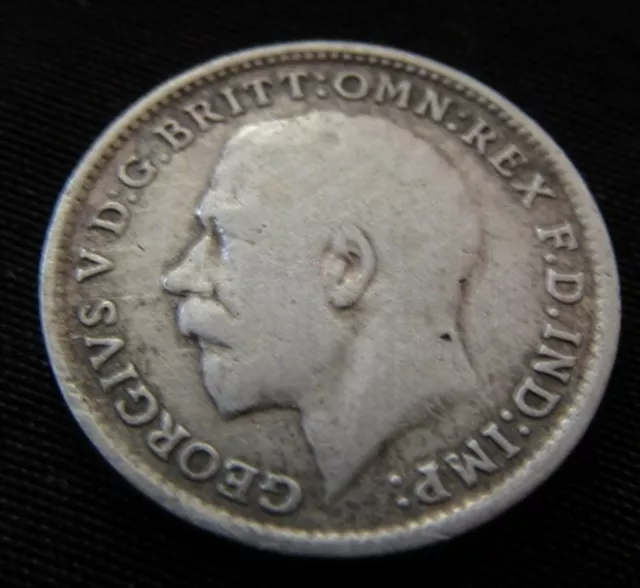 PLATA SÓLIDA Tres Peniques 1918 Moneda U Inglés Británico C Londres Manchester Leeds Reino Unido 2