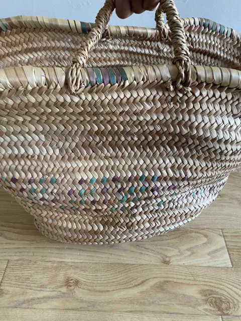 Moroccan Straw Bag Handels French  Market Beach Basket Tote Shopper