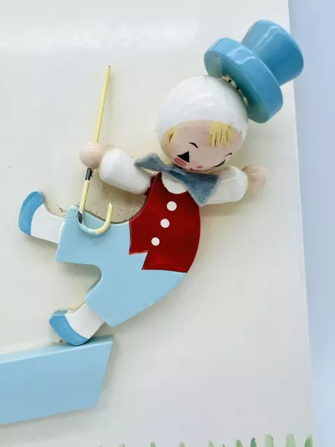 Vintage See Saw Teeter Totter Nursery Wood Wall Hanging Plaque Blue Red Yellow 3