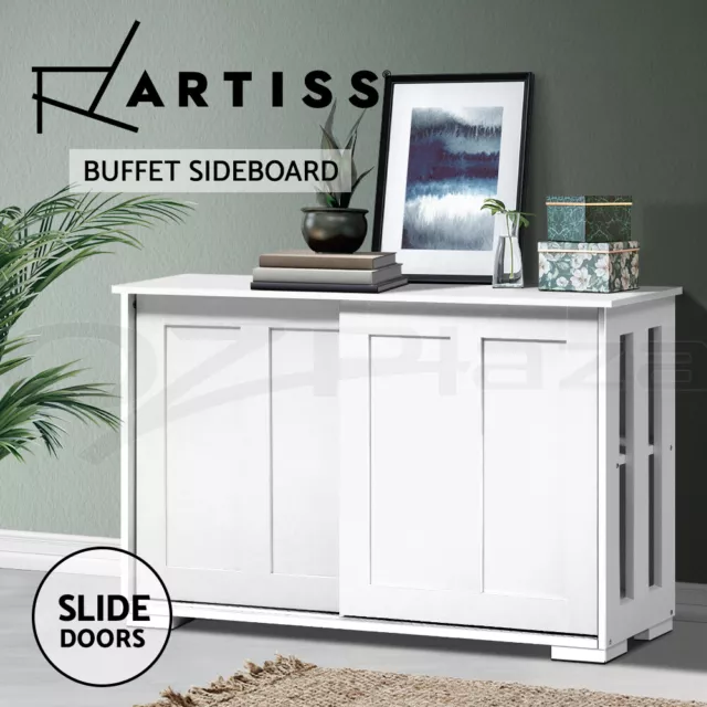 Artiss Buffet Sideboard Cupboard Cabinet Sliding Doors Pantry Storage White SERA