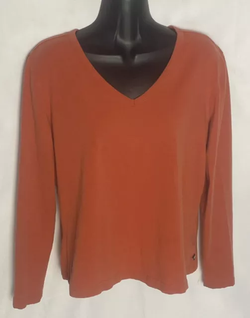 Harley-Davidson Womens V-neck Top Sz Large Cotton/Spandex L/S Shirt Embroidered