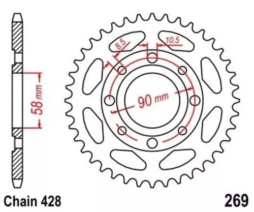 Roue a Chaîne 47 Dents (Chaîne 428) pour HONDA CT 125 1982