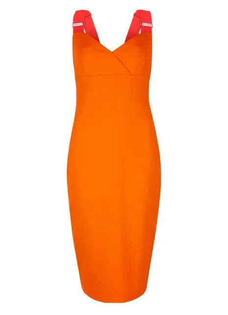 Ted Baker Orange Midi Dress Size 2 (US 6) Excellent