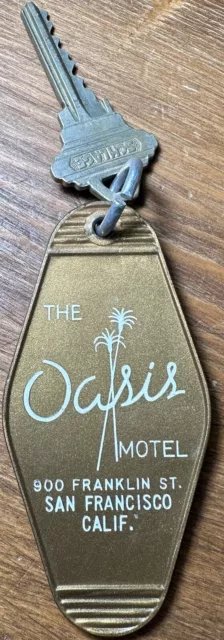 Vintage 1960s THE OASIS Hotel Room Key & Fob #210 San Francisco California