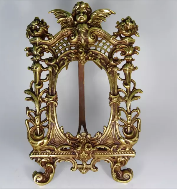 19Th Century French Bronze Guardian Angel Picture Frame, Figural, Ornate Antique