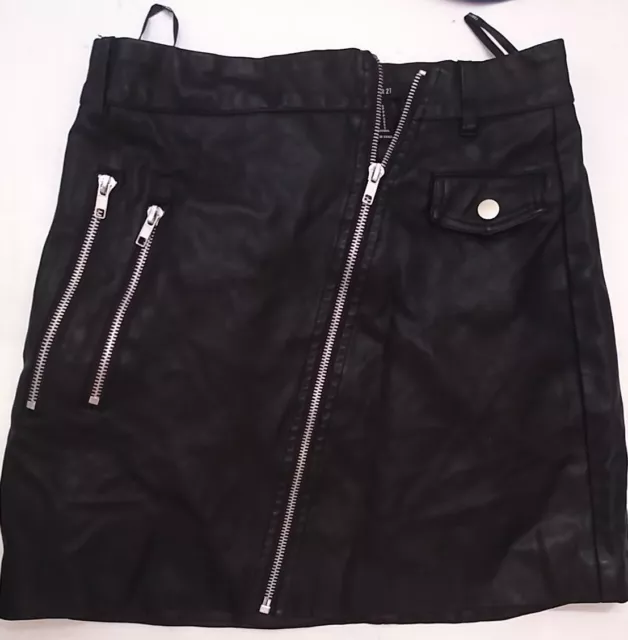 Forever 21 Black Front Zipper Faux Leather Mini Skirt Small