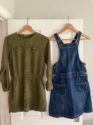 Next Girls Denim Pinafore Dress & Shorts Playsuit Age 14 Years. Great Condition.