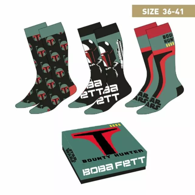 Cerda Star Wars Boba Fett Geschenkset   Socken 36-41 Set 3 ´er