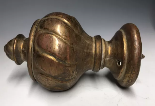 Antique 19th C. Victorian Brass Hollow Garniture Curtain Rod Bed Finial