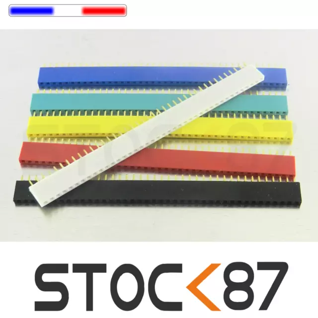 931M# 6pcs barrette femelle 40 pins 6 couleurs  2,54mm sécable  - arduino DIY