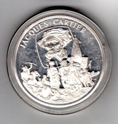1985 medaille bronze par P Lenoir 68mm Jacques cartier aborde Canada 