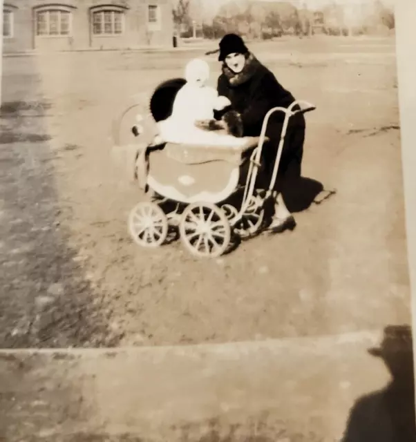 Mother Child Baby Carriage Shadowy Figure 1920s/30s Original Photo 2.5x45"
