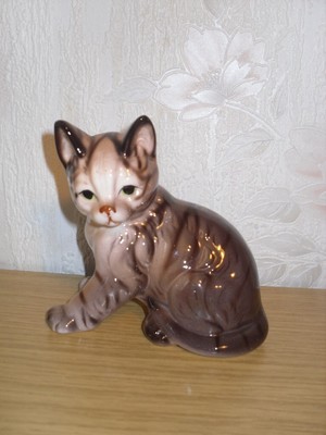 Chaton Chat Vintage En Ceramique De Couleur Marron Superbe Eur 59 00 Picclick Fr