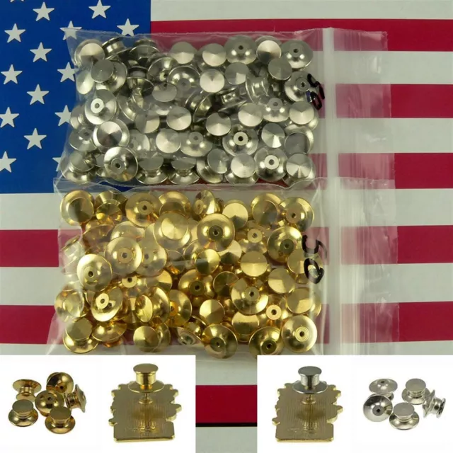 50 Locking Pin Backs for Disney pins Flathead Clutch Fastener Gold Chrome Scouts