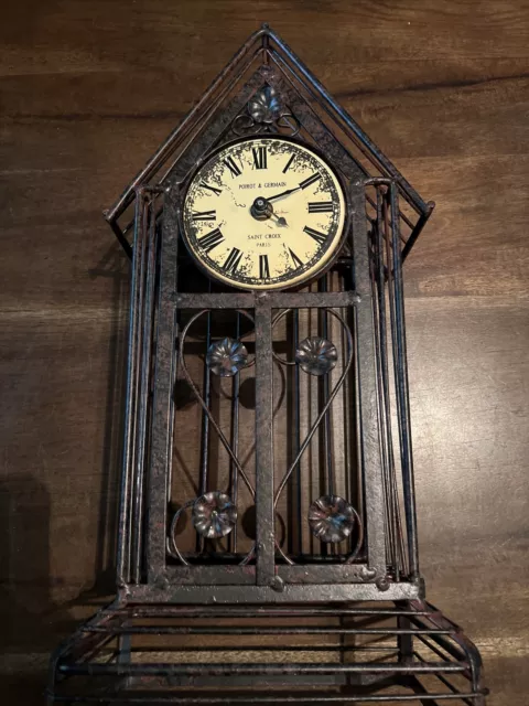 "Reloj independiente con jaula de metal Poirot & Germain Saint Croix Paris PROBADO 18""x 8"""