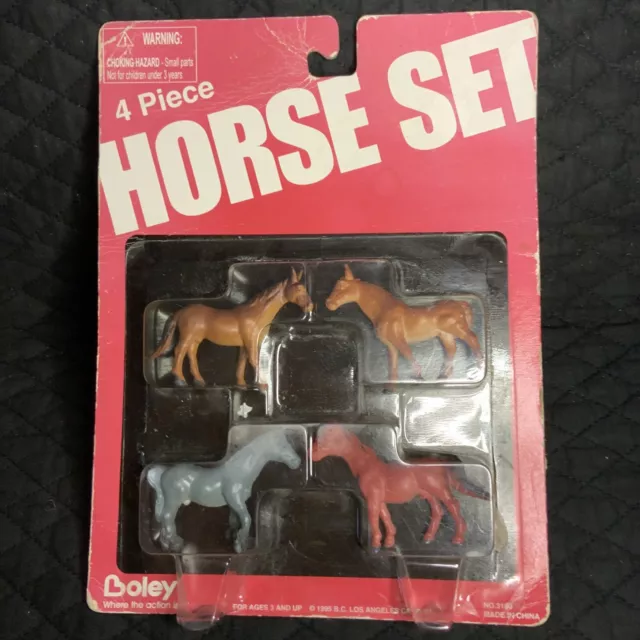Vintage BOLEY 4 Piece Toy Horse Set 2” X 3” Mare Pony Stallion 1995 NOS NEW