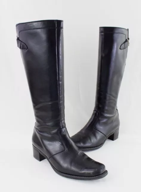 Paul Green Women's Black Square Toe Knee High Boots Size UK 5 US 7.5