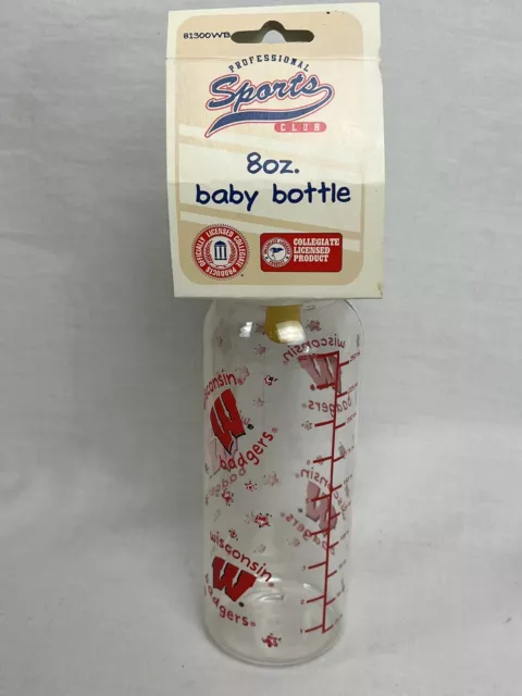 Wisconsin Badger 8oz VTG Baby Bottle - Collegiate Licensed Product Latex Nipple