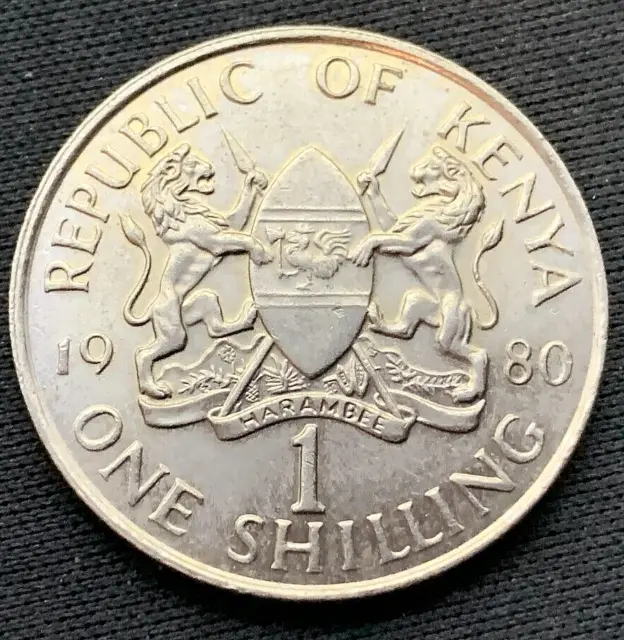1980 Kenya 1 Shilling Coin  UNCIRCULATED  RARE CONDITION  #M71