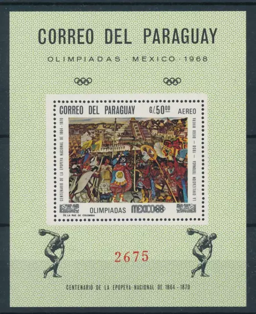 [105545] Paraguay 1966 Olympic Games Mexico painting Souvenir Sheet MNH