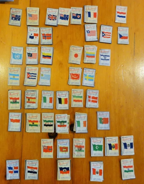 Scarce  Set 46/64 Aussie Redheads "World Flags" Matchbox Labels On Box Fronts