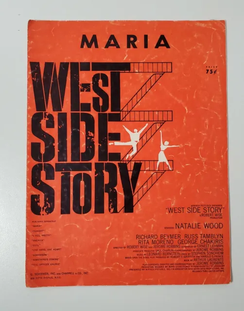 1957 West Side Story Sheet Music Maria Natalie Wood G. Schirmer Vintage 8 Pages